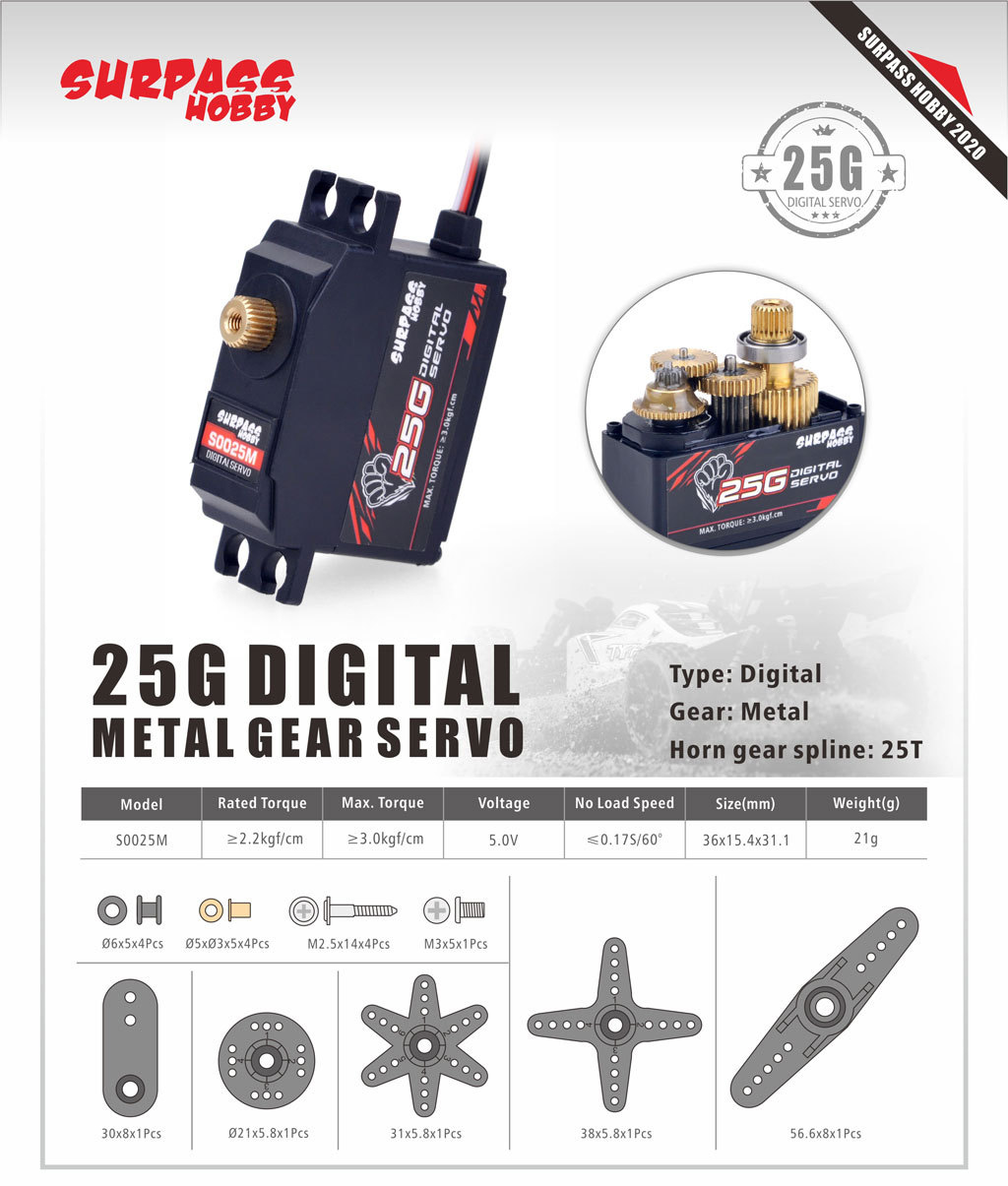 5 pçs surpass hobby s0025m met - Drone Rc Boat avaliação e preço