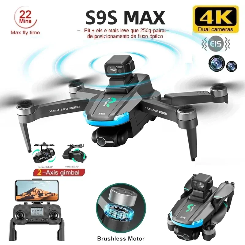 Novo s9s max mini drone 4k 2 e - Drone Gps Rc Tt36 avaliação e preço