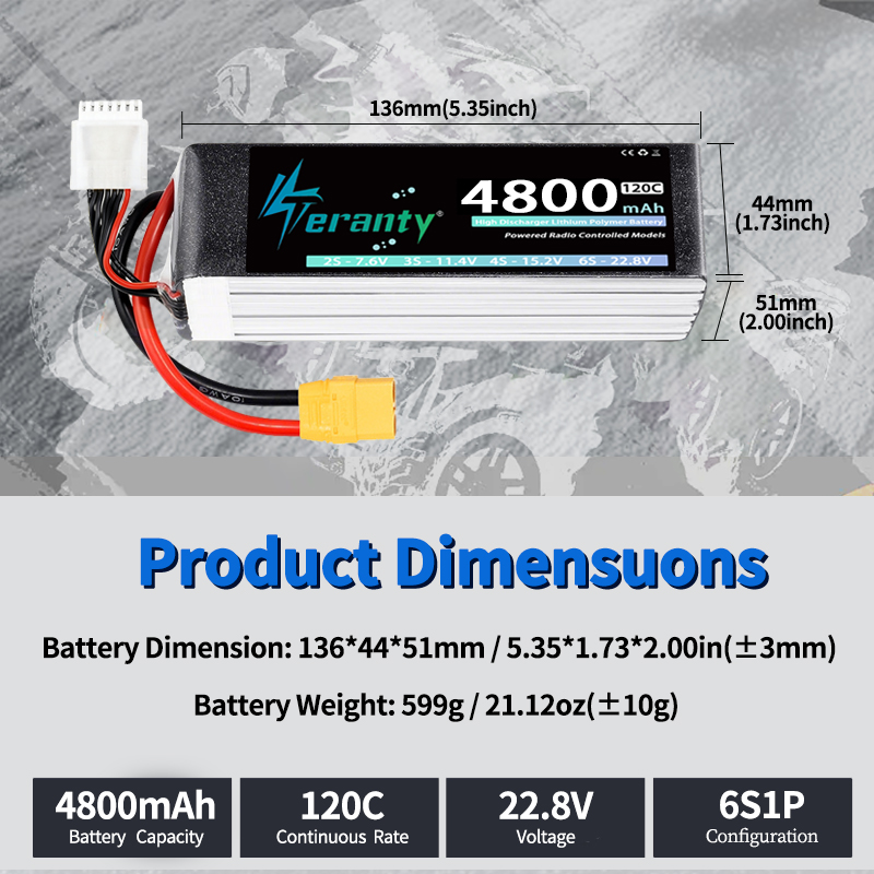 Bateria Lipo TERANTY 6S 4800mA - Drone Rc Leading avaliação e preço