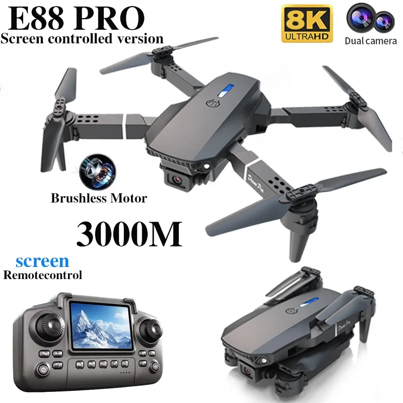 Drone E88 PRO com tela, câmera - Rc Drone E88 avaliação e preço